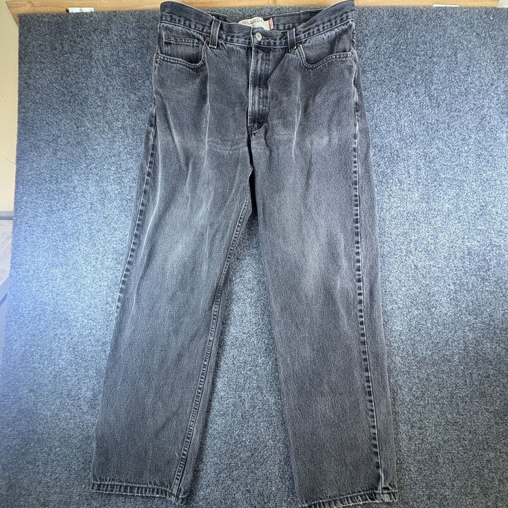 Levi's 550 Jeans Mens 35x31.5 Black Faded Denim Cotton Relaxed Fit Straight Leg